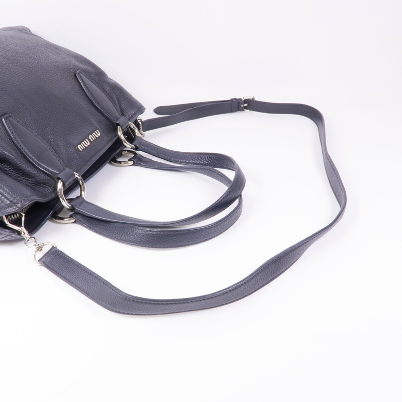 Miu Miu 牛皮皮革2 Way Shoulder銀扣手挽肩背兩用袋-4