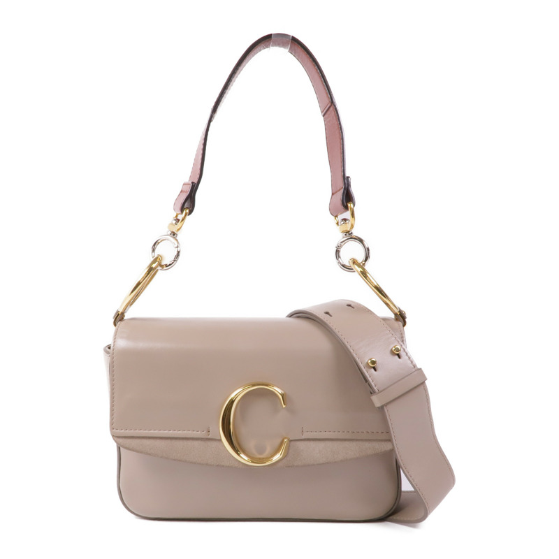 Chloe 牛皮皮革C Bag金扣手挽肩背兩用袋-0