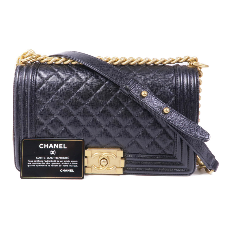 CHANEL 牛皮皮革Boy25金扣鏈帶肩背袋-4