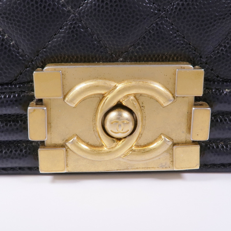 CHANEL 牛皮皮革Boy25金扣鏈帶肩背袋-12