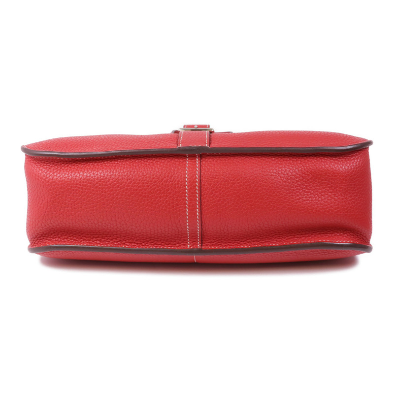 HERMES Clemence皮革Halzan 31銀扣手挽肩背兩用袋Rouge Casaque-3