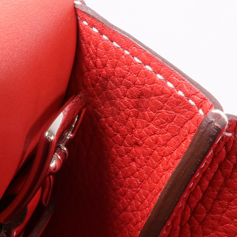 HERMES Clemence皮革Halzan 31銀扣手挽肩背兩用袋Rouge Casaque-12