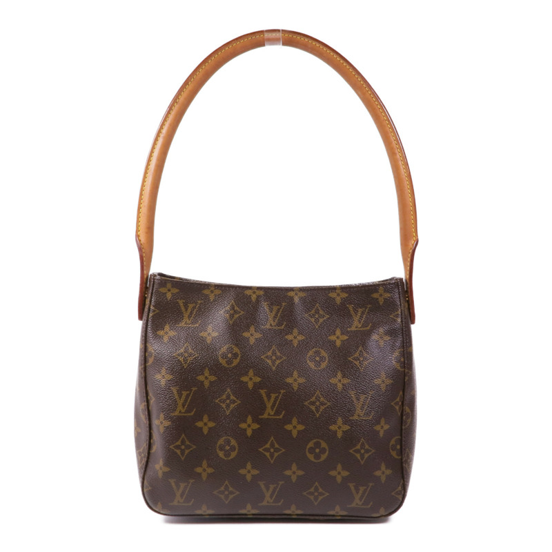 LOUIS VUITTON Monogram Looping MM金扣肩背袋棕色-0