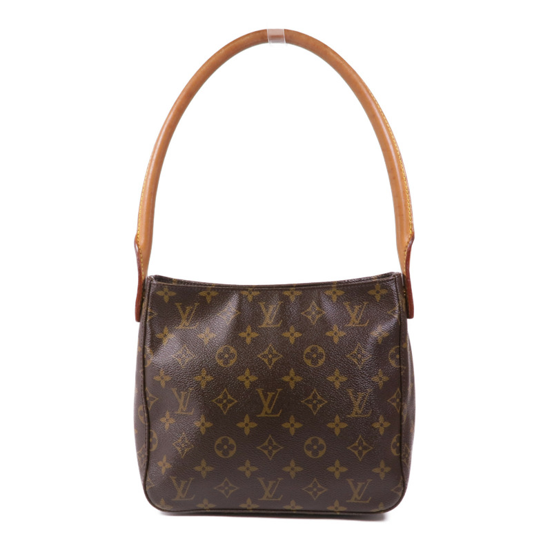 LOUIS VUITTON Monogram Looping MM金扣肩背袋棕色-1