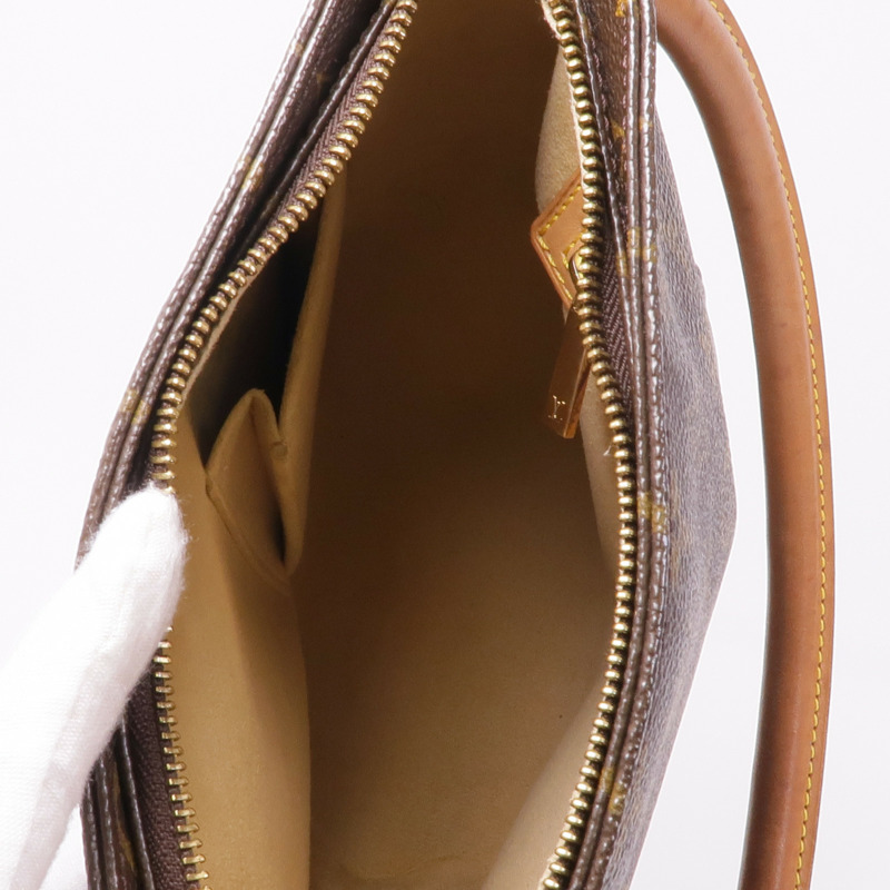 LOUIS VUITTON Monogram Looping MM金扣肩背袋棕色-11