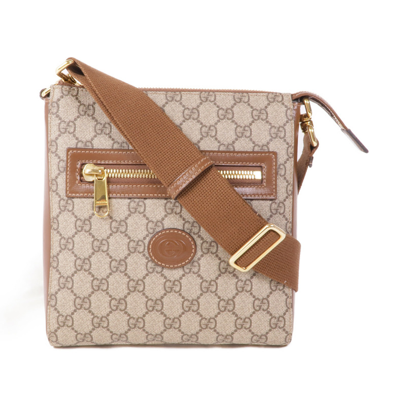GUCCI 塗層帆布GG Supreme Messenger Bag金扣肩背袋-0