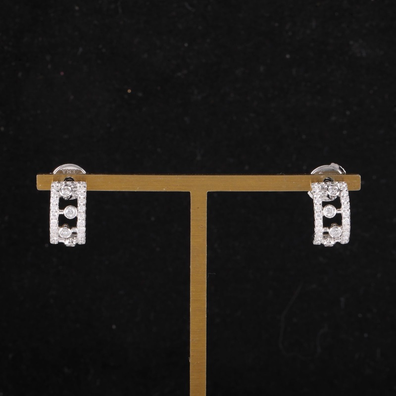DE BEERS(戴比爾斯)18K白金 鑽石 白金 Dewdrop 鏤空滿鑽 耳環 18K/-0