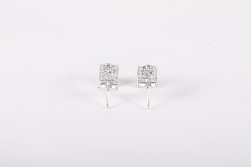 DE BEERS(戴比爾斯)18K白金 鑽石 白金 Dewdrop 鏤空滿鑽 耳環 18K/-2