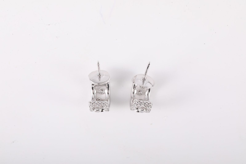 DE BEERS(戴比爾斯)18K白金 鑽石 白金 Dewdrop 鏤空滿鑽 耳環 18K/-3