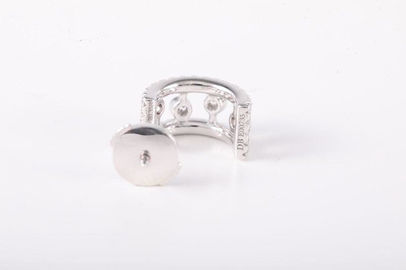 DE BEERS(戴比爾斯)18K白金 鑽石 白金 Dewdrop 鏤空滿鑽 耳環 18K/-5