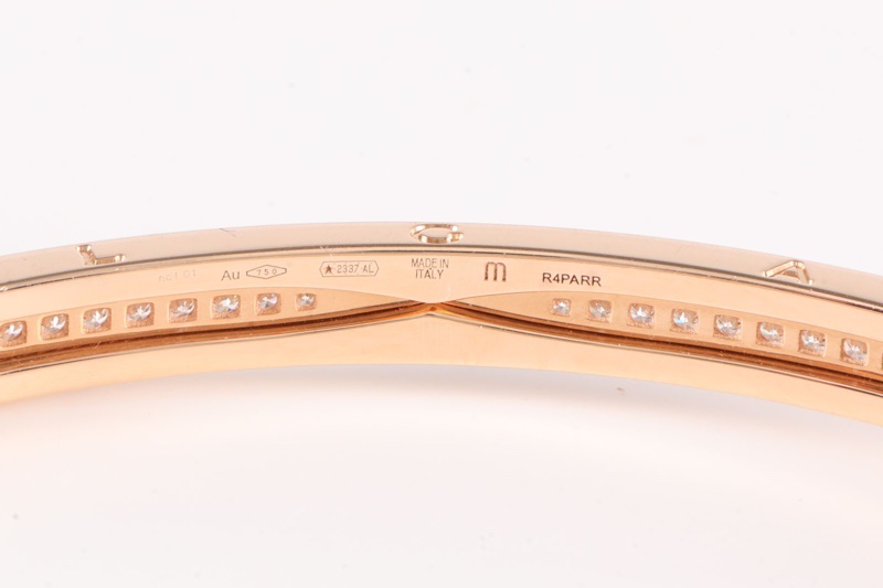 BVLGARI(寶格麗) B.ZERO1 彈簧手鐲 鑲鑽 18K玫瑰金/鑽石 M 玫瑰金 鑽石/18K-4