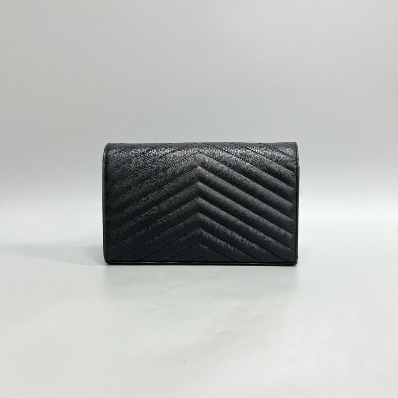 YSL/聖羅蘭 全黑so black 魚子醬信封woc鏈條包-1