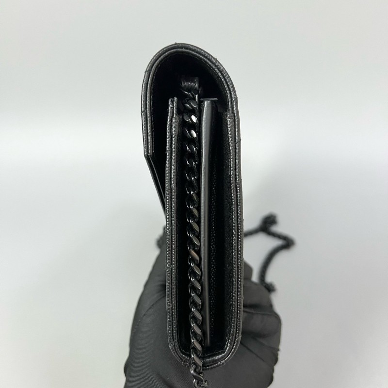 YSL/聖羅蘭 全黑so black 魚子醬信封woc鏈條包-6