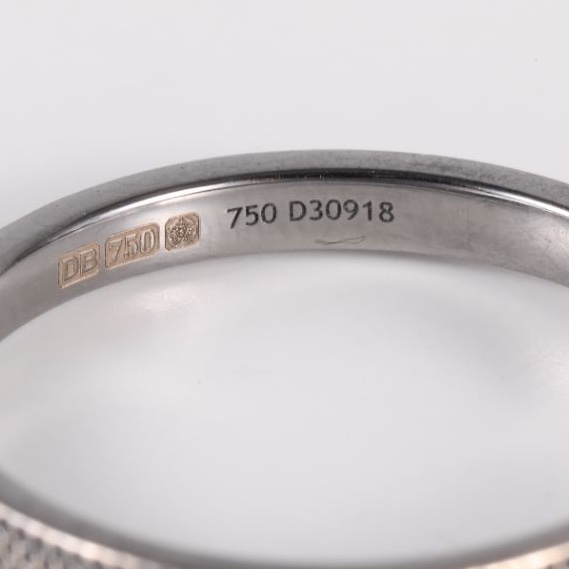 DE BEERS(戴比爾斯)18K白金 鑽石 窄版 單鑽戒指 51-5