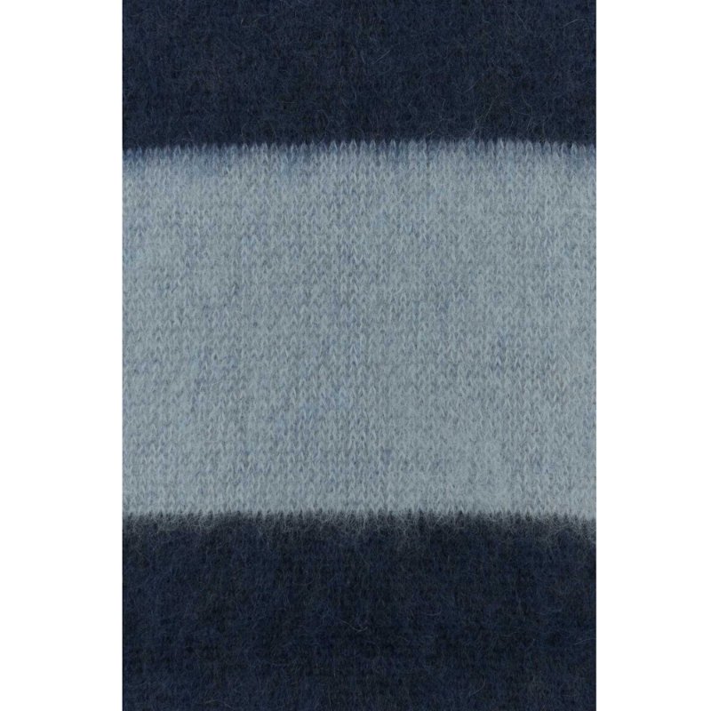 【MIU MIU】Logo 格紋 羊毛流蘇 圍巾 藍色 5FS094-1