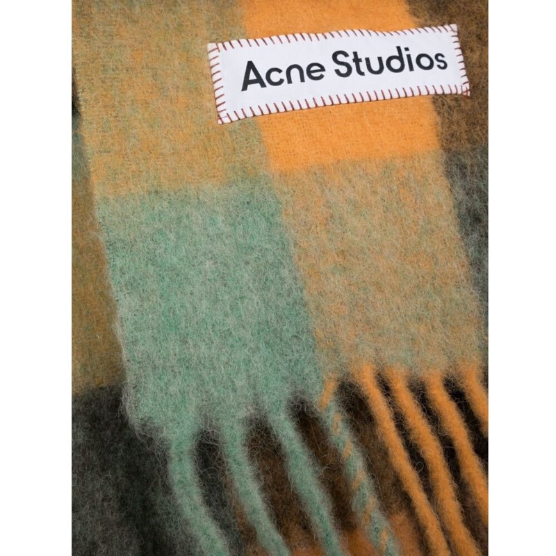 【Acne Studios】Mohair Checked 馬海毛格紋 圍巾 栗子棕/黃/綠色 CA0084.BO8-2