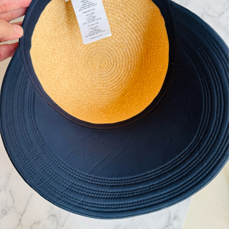 Hermes 黑色帽緣草編騎士帽-5