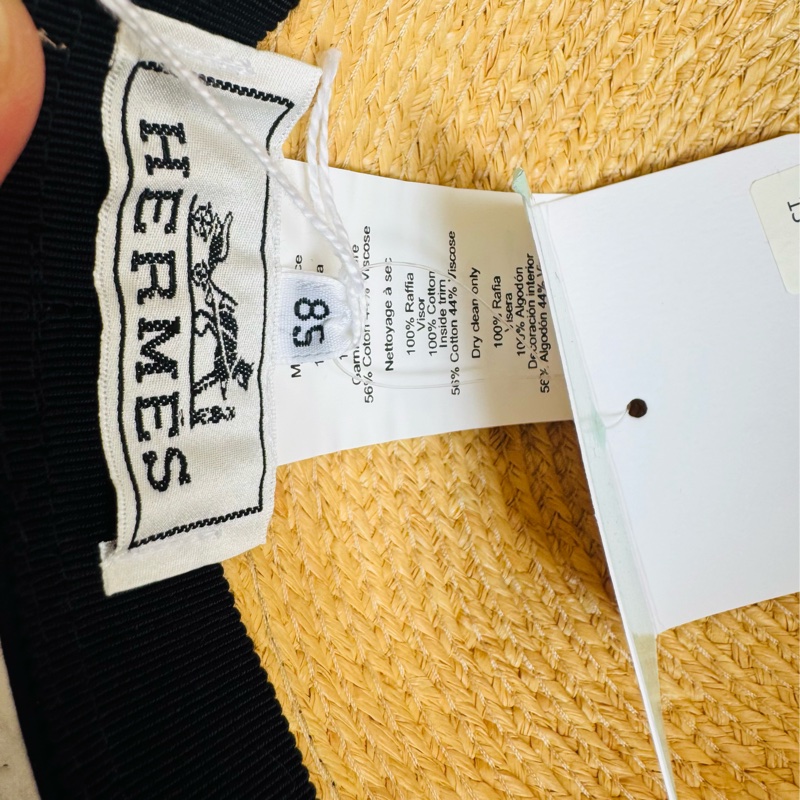 Hermes 黑色帽緣草編騎士帽-14