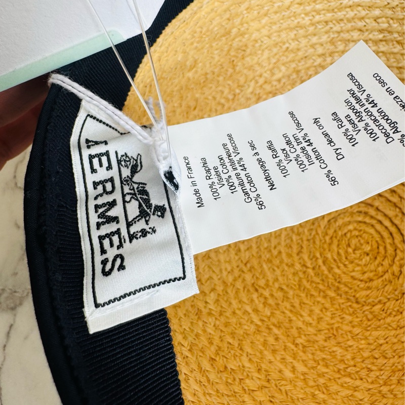 Hermes 黑色帽緣草編騎士帽-15