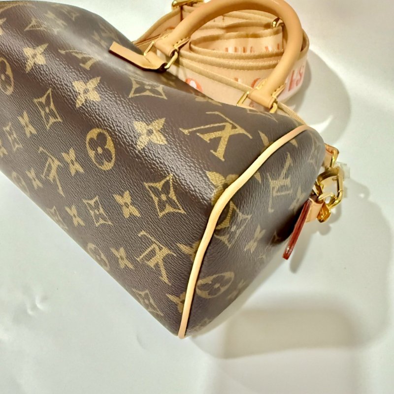 LV 原花橘粉背帶Speedy20手提斜背包M46594-9