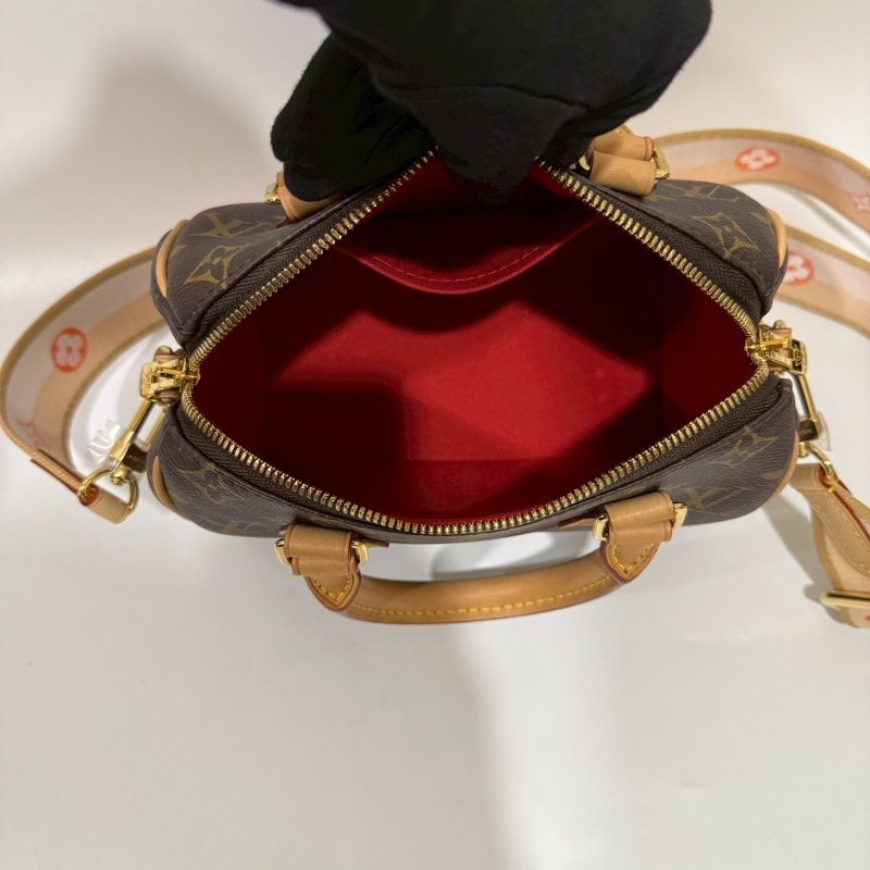 LV 原花橘粉背帶Speedy20手提斜背包M46594-11