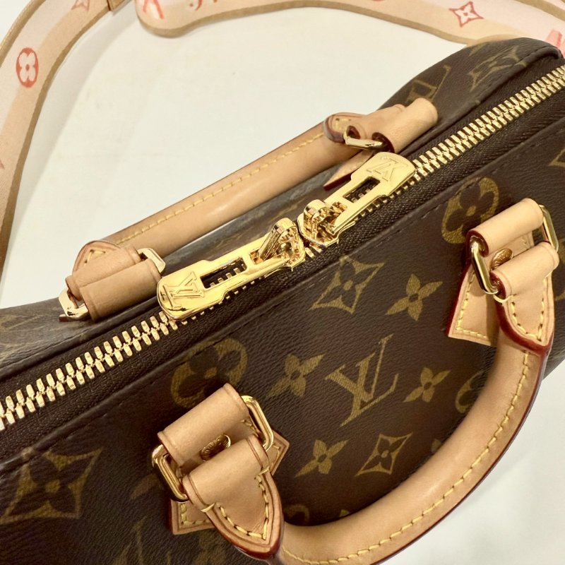 LV 原花橘粉背帶Speedy20手提斜背包M46594-12