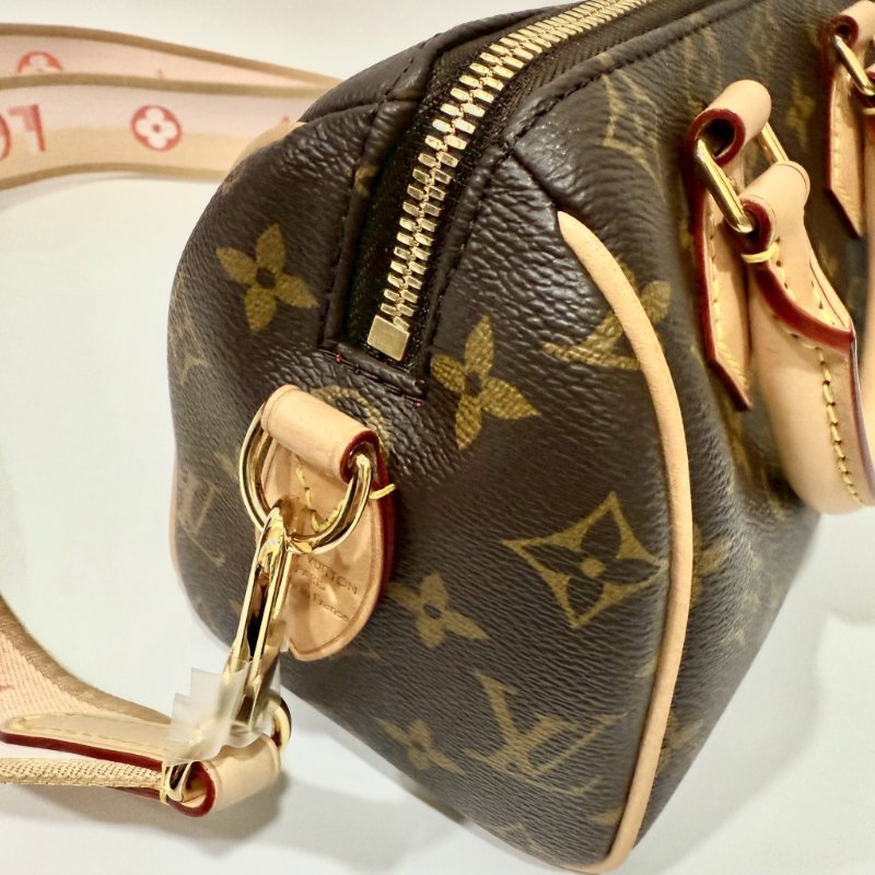 LV 原花橘粉背帶Speedy20手提斜背包M46594-13