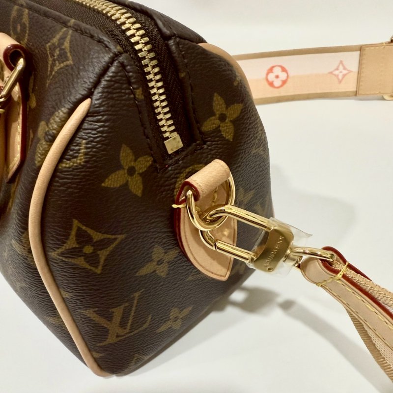 LV 原花橘粉背帶Speedy20手提斜背包M46594-14