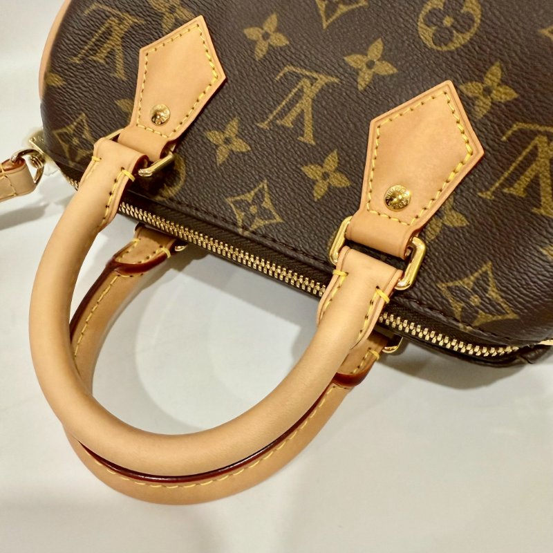 LV 原花橘粉背帶Speedy20手提斜背包M46594-15