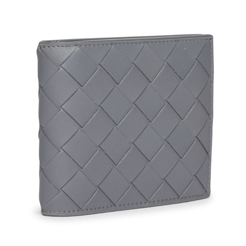 【BOTTEGA VENETA 寶緹嘉】BV Intrecciato Bifold 牛皮 經典編織 短夾 卡夾 皮夾 灰色 743211-1