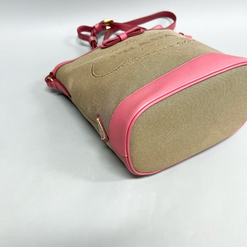 Prada/普拉達 粉色蝴蝶結水桶單肩斜挎包-3