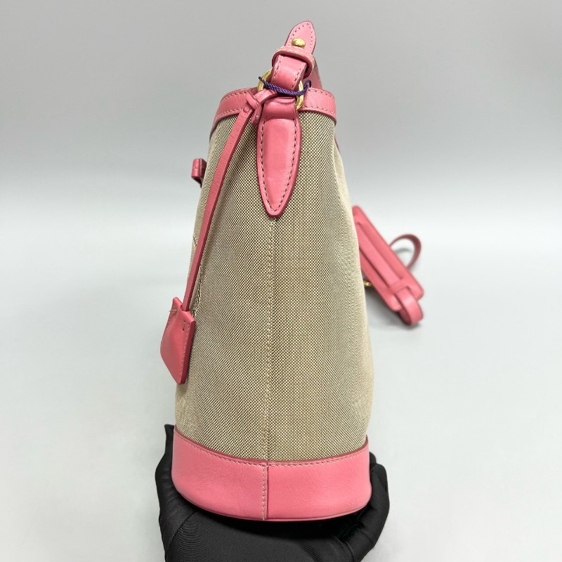 Prada/普拉達 粉色蝴蝶結水桶單肩斜挎包-4