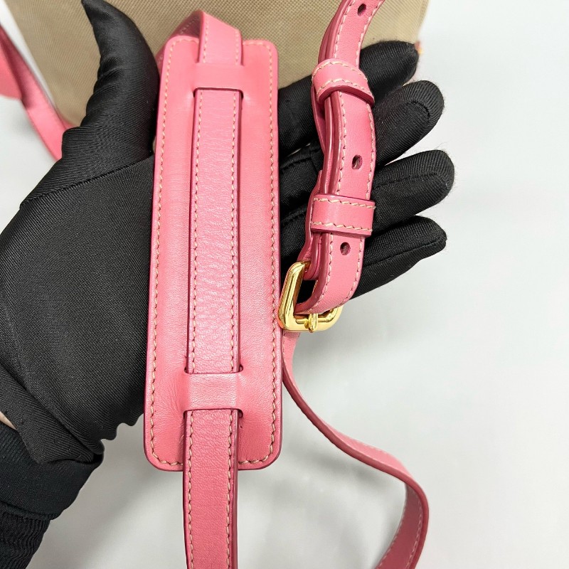 Prada/普拉達 粉色蝴蝶結水桶單肩斜挎包-6