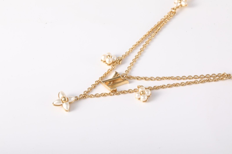 LOUIS VUITTON(路易威登)  合金 雙層花卉珍珠 項鏈-2