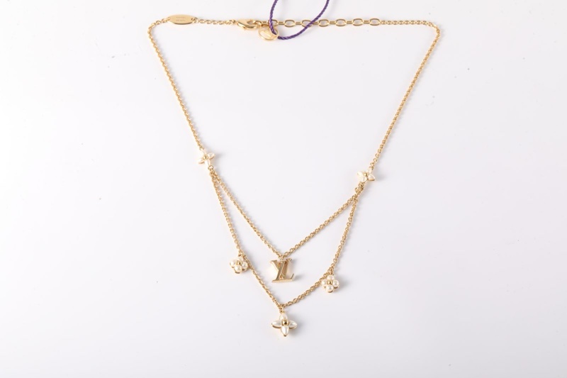 LOUIS VUITTON(路易威登)  合金 雙層花卉珍珠 項鏈-6