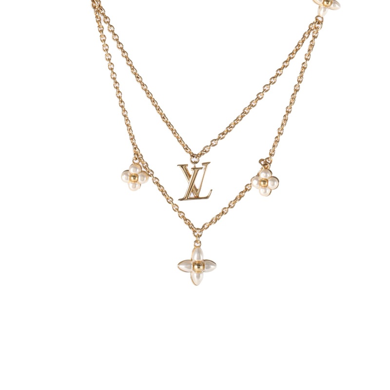 LOUIS VUITTON(路易威登)  合金 雙層花卉珍珠 項鏈-7