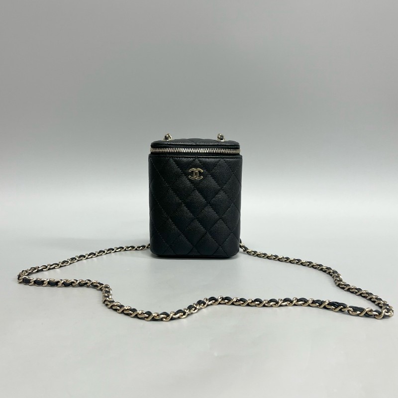 Chanel/香奈兒 黑金荔枝 牛皮煙盒包 手機包-0