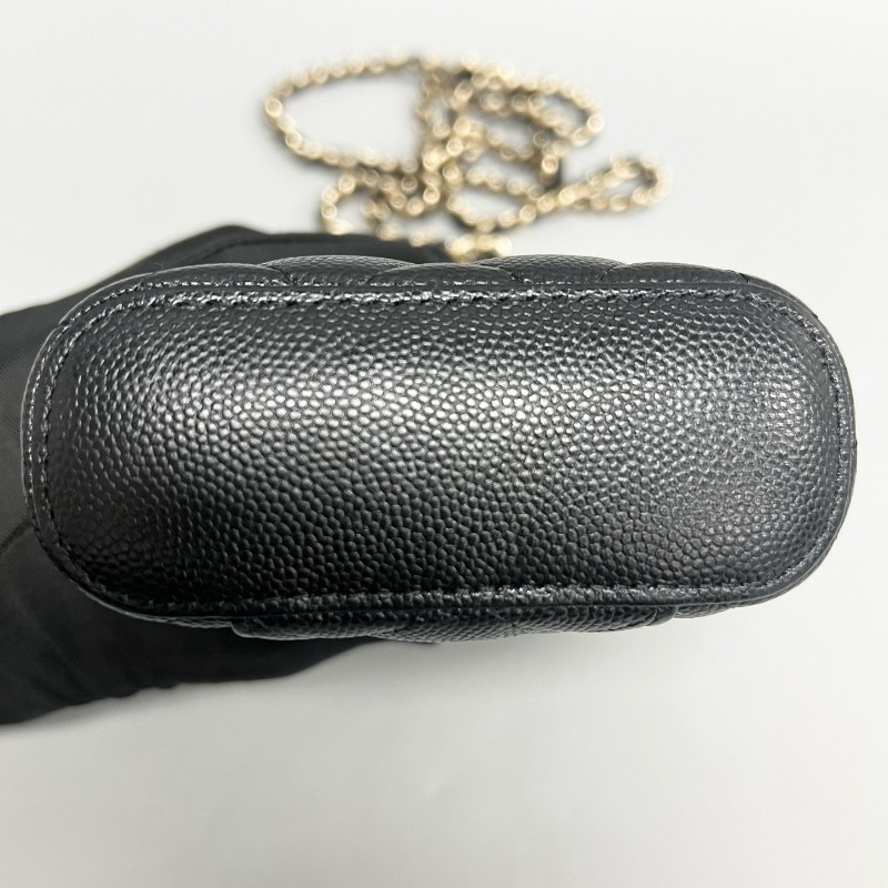 Chanel/香奈兒 黑金荔枝 牛皮煙盒包 手機包-2