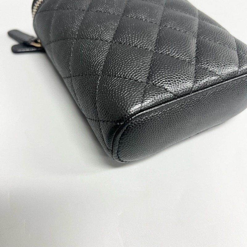 Chanel/香奈兒 黑金荔枝 牛皮煙盒包 手機包-4