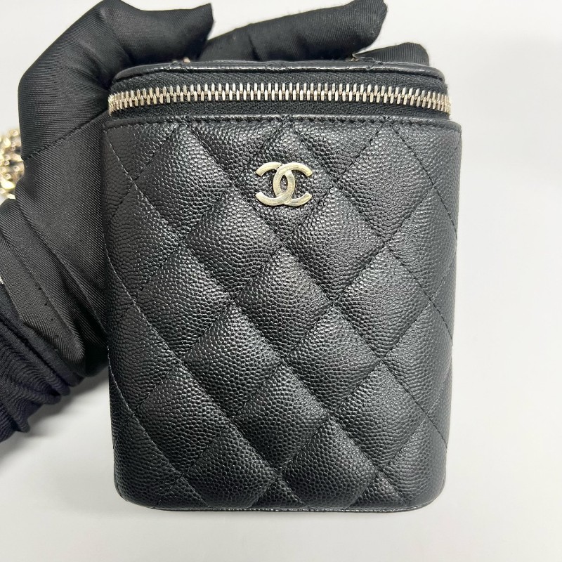 Chanel/香奈兒 黑金荔枝 牛皮煙盒包 手機包-6