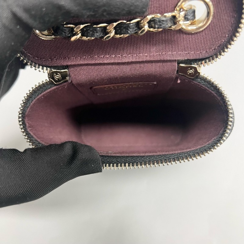 Chanel/香奈兒 黑金荔枝 牛皮煙盒包 手機包-8