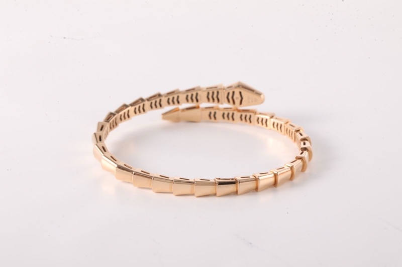 BVLGARI(寶格麗) 18K玫瑰金 鑽石 SERPENT IVIPER系列 頭尾鑲鑽 蛇骨手鐲 S /-2