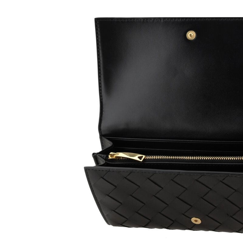 【BOTTEGA VENETA 寶緹嘉】BV Intrecciato Large Flap 編織皮革 卡夾 皮夾 長夾 黑色 814671-1