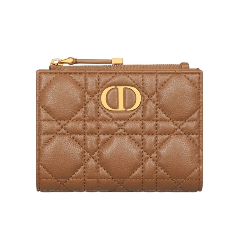 【Dior 迪奧】Caro Dahlia Cannage 籐格紋小牛皮 卡夾 皮夾 短夾 焦糖色 S5173UWHC_M59M-4