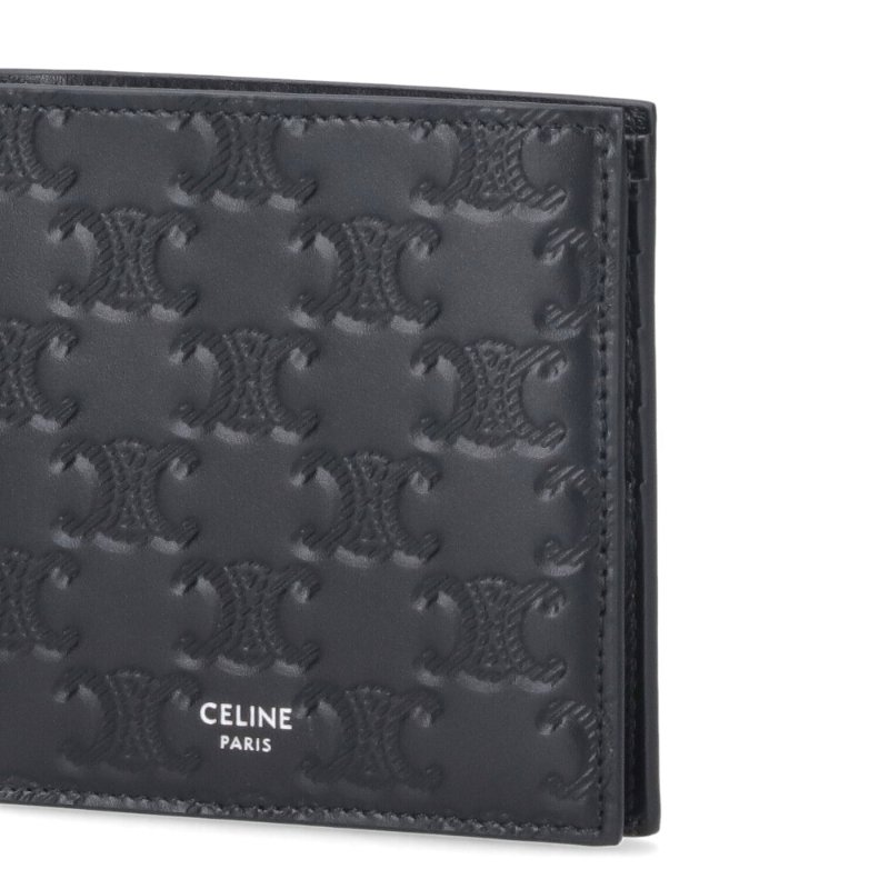 【CELINE】Bi-fold Triomphe 牛皮革 雙摺 卡夾 皮夾 短夾 黑色 10B653FQB.38SI-1