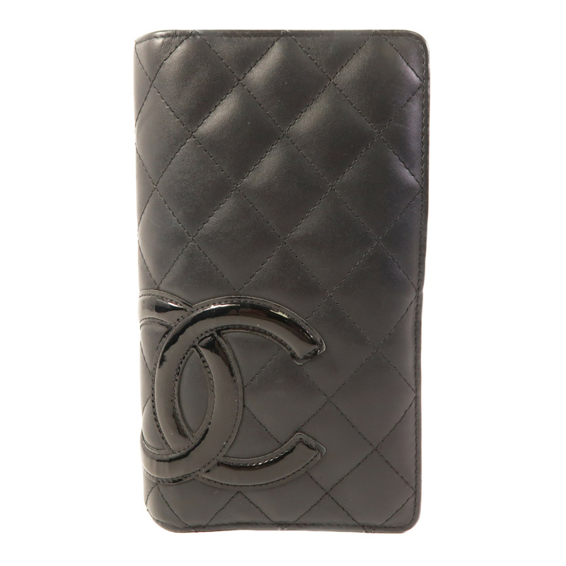 CHANEL 牛皮皮革Cambon Wallet銀扣長錢包-0