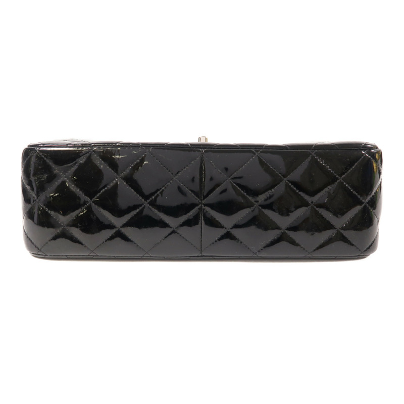 CHANEL 漆皮皮革Large Classic銀扣鏈帶肩背袋-3