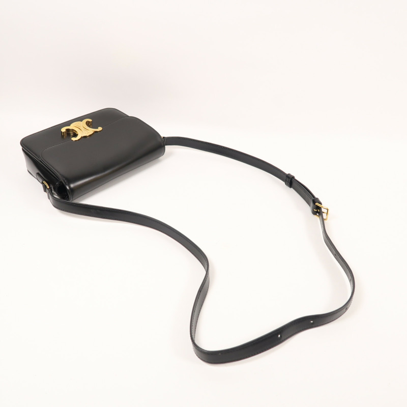 CELINE 牛皮皮革Teen Triomphe金扣肩背袋-7