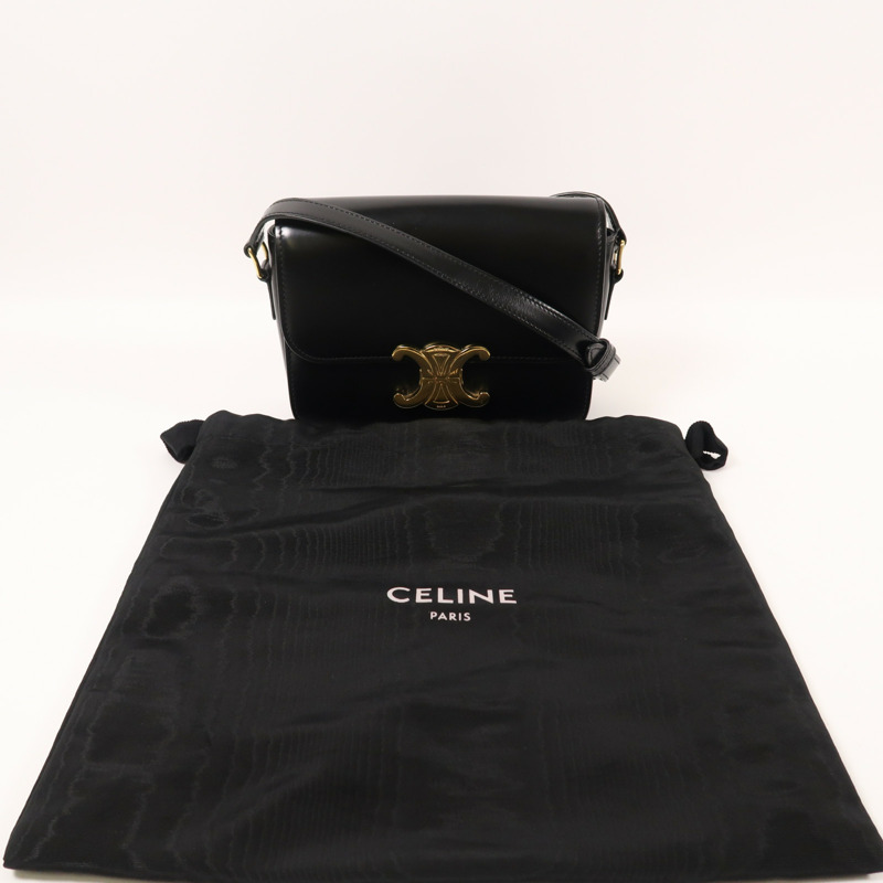 CELINE 牛皮皮革Teen Triomphe金扣肩背袋-9