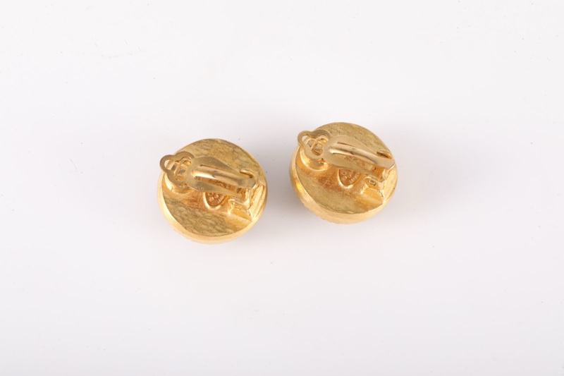 CHANEL(香奈兒)  合金 96A 中古 藤蔓黑曜石 雙C 耳夾-4